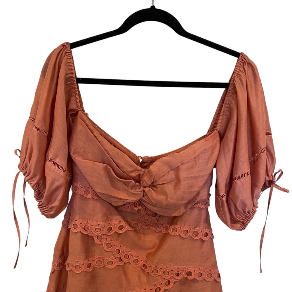 ASOS Off The Shoulder Coquette Voile Mini Dress With Lace - Picture 4 of 10